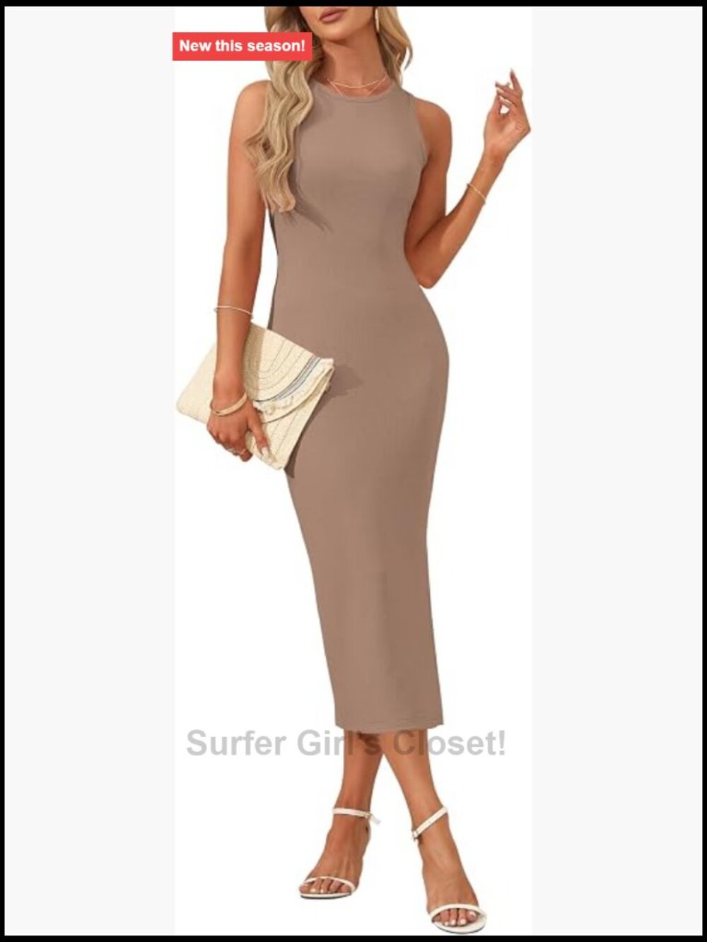 Sleeveless Bodycon Midi Dress Women Summer Knit Stretch Pencil Dress